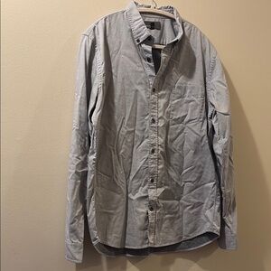 Vince Men's blue/white striped Button-Up Shirt - size large - 100% cotton